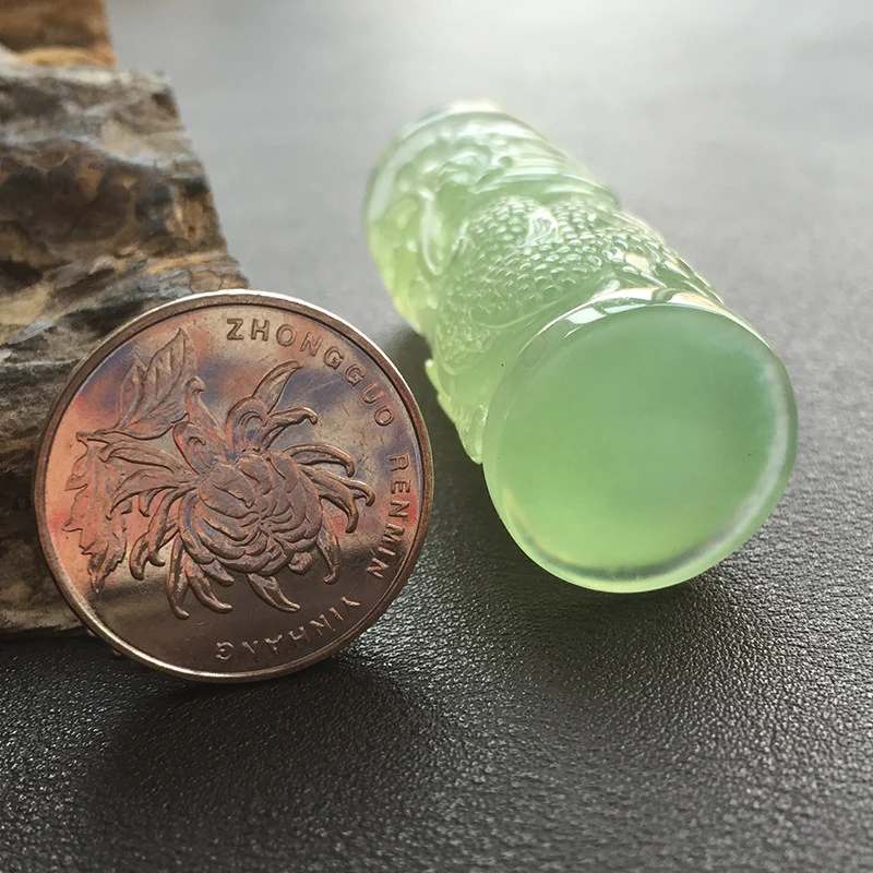 Carved Light green talisman pendant, view 4