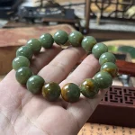 Moss Ember green bead bracelet, view 3