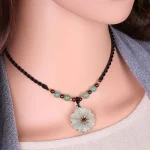 Quiet Bloom carved flower necklace, view 2