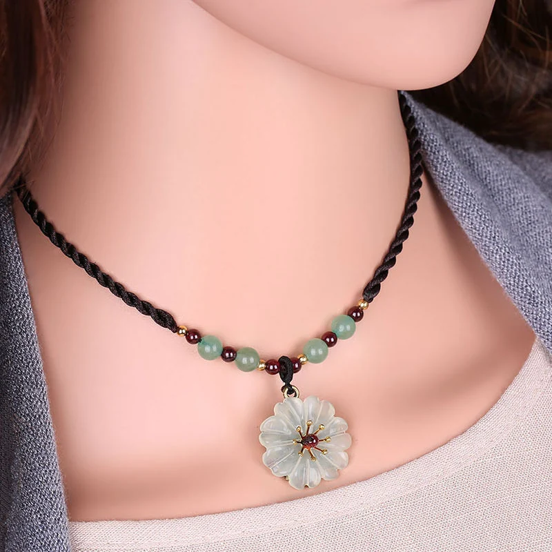 Quiet Bloom carved flower necklace, view 2