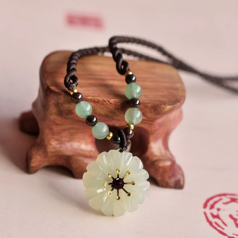 Quiet Bloom carved flower necklace, view 5